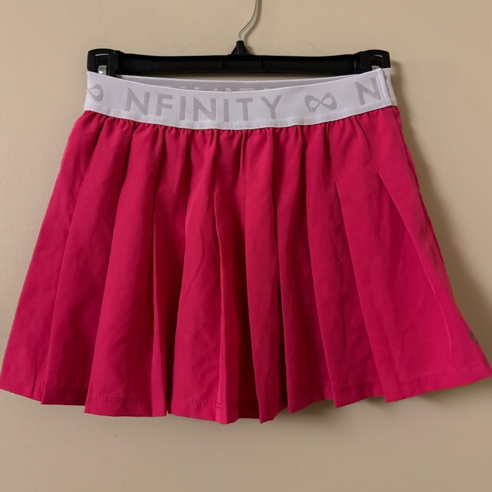 NFINITY Hot Pink Pleated Athletic Skirt with White Waistband